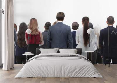 Back view group of business people. Rear view. Isolated over white background. Wall mural