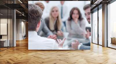 background image of business people sitting at the office Desk. Wall mural