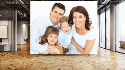 beautiful happy family - isolated over a white background Wall mural