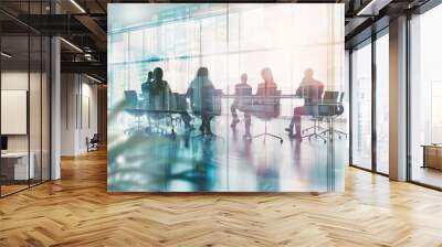 blurry offices of offices with people working and sitting around tables Wall mural