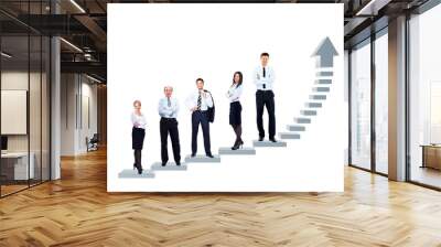 business team is standing on a graph Wall mural