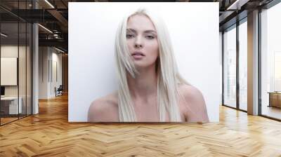 Close-up of a worried beautiful woman blonde Wall mural