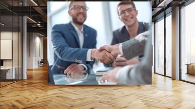 close up. successful business people shaking hands Wall mural