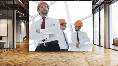 close up.engineer Builder in a protective helmet Wall mural