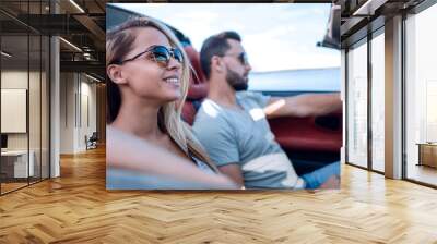 close up.the couple traveling in a convertible Wall mural