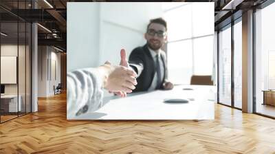 closeup.handshake business people in the office Wall mural