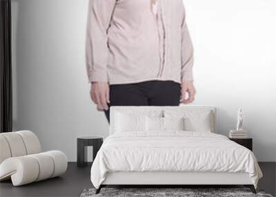 confident old lady striding forward. isolated on a white background. Wall mural