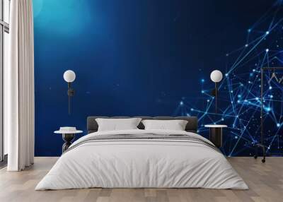 Dark blue background with digital connections and lines in the lower right corner Wall mural