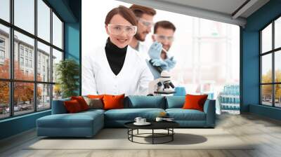 female scientist in a laboratory. Wall mural