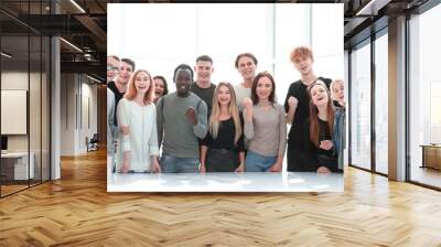 group of diverse young people standing together Wall mural