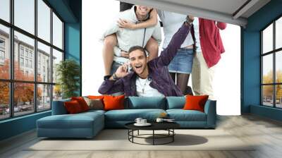 Group of five different young people - Isolated over white backg Wall mural