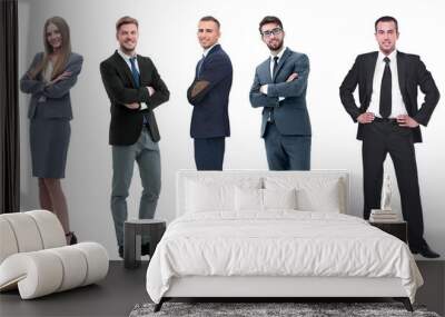 group of successful business people standing in a row. Wall mural