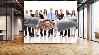 handshake isolated on business background Wall mural