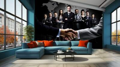 handshake isolated on business background Wall mural