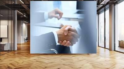 handshake of business partners on blurred background Wall mural