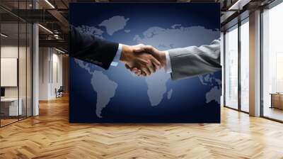 handshake with map of the world in background Wall mural