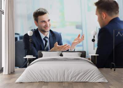 happy business people talking on meeting at office Wall mural