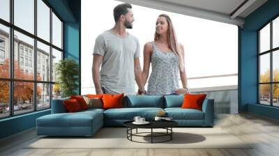 modern loving couple walking together Wall mural