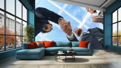 Successful business people handshake greeting deal concept Wall mural