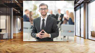 Successful businessman in a modern office Wall mural