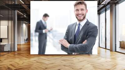 successful businessman on the background of the office Wall mural