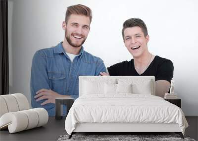 Two attractive young men isolated on a white background Wall mural