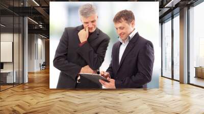 two businessmen discussing - isolated studio picture in Wall mural