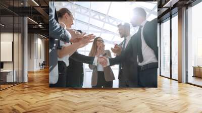 two confident business partner handshake Wall mural