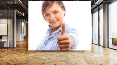 Young businesswoman indicating ok sign. Wall mural