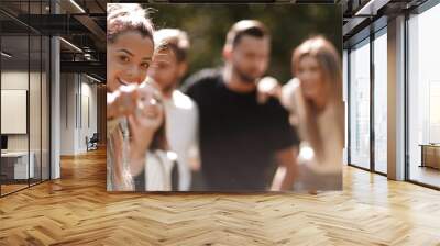 young people pointing at you Wall mural