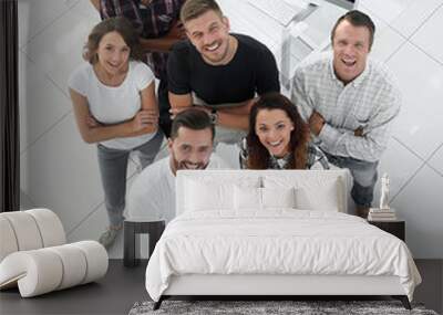 young professionals standing near the desktop Wall mural