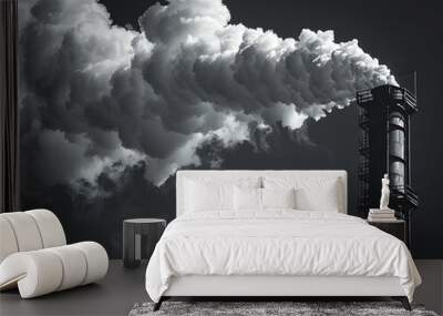 Low angle view of smoke emitting from factory against sky Wall mural