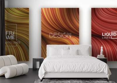 Fashion poster million thin lines luxury design. Liquid wave lines fashion background. Beautiful flowing drape textiles from many thin fibers. Vector illustration vogue drape banner EPS10 set Wall mural