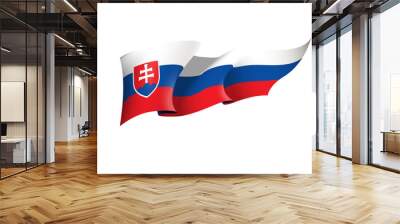 Slovakia flag state symbol isolated on background national banner. Greeting card National Independence Day of the Slovak Republic. Illustration banner with realistic state flag. Wall mural