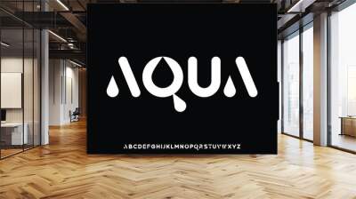 Abstract aqua style alphabet display font vector. Creative rounded typeface Wall mural