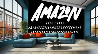 amazon graffiti font script vector lettering. Best Alphabet Alphabet Brush Script Logotype Font lettering handwritten Wall mural