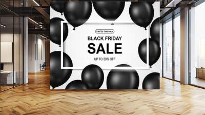 Black Friday sale poster with black balloon.Vector illustration Wall mural