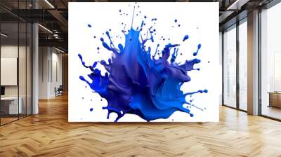 Blue Color paint splash. Isolated design element on the transparent background. Generative Ai Wall mural