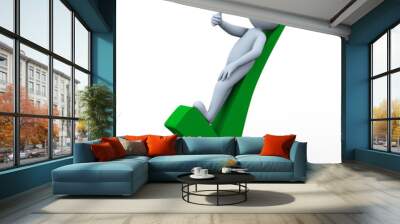 3d man thumb up with huge green check tick mark Wall mural