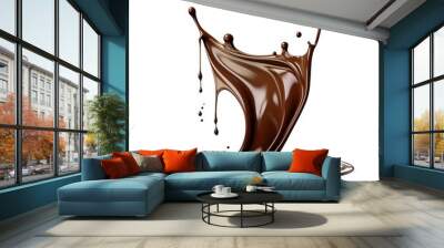 Liquid Chocolate Flowing Down on a White background Wall mural