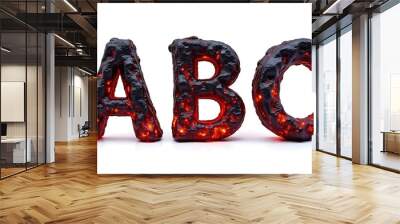 alphabet A, B, C,  in the form of lava isolated on white background Wall mural