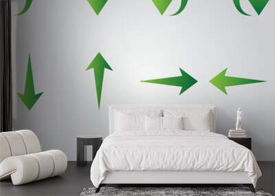 Green gradient arrow collection symbols Wall mural