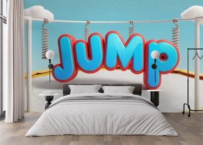 JUMP word in 3d cartoon style, 3d typography Wall mural