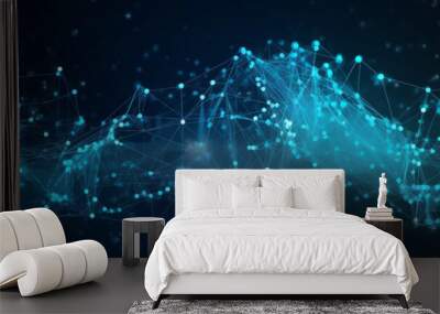 Big data flow technology and data science illustration concept, banner, generative AI Wall mural