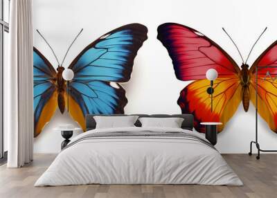 Colorful Tropical Butterflies in Flight, generative AI Wall mural