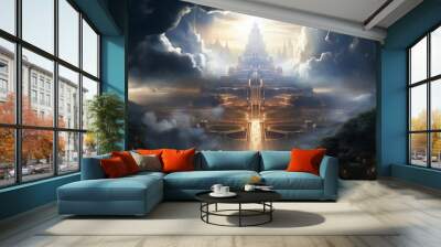 Heavenly descent: The majestic arrival of the New Jerusalem as foretold in Revelation's prophecy Wall mural