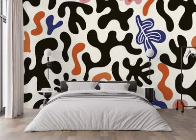 abstract doodle style tropical leaves Wall mural