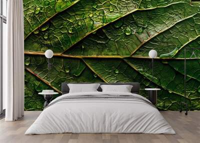 Abstract natural floral Green tropical plant close-up background Wall mural