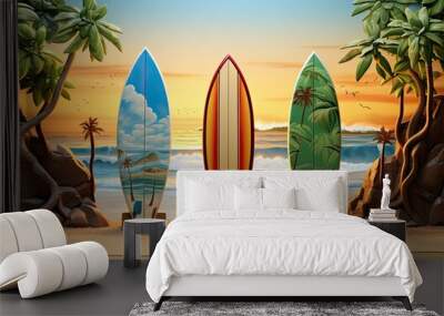 Beach summer vacation vector illustration backgroun Wall mural