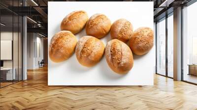 bun bread closeup isolated on white background Wall mural